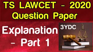 TS LAWCET 2020 3 YDC Question Paper With Key  Explanation  Part 1  By Krishnas Tutorials • [upl. by Nosyerg]