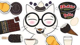 ASMR cartoon cat black amp white food mukbang animation [upl. by Angelico34]