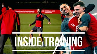 Inside Training Brilliant Goals Skills amp a ThreeShot Challenge  Liverpool FC [upl. by Anisor]