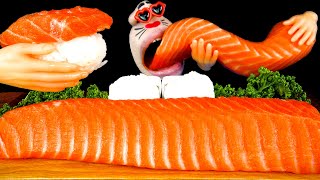 ASMR MUKBANG  Incredible Giant Salmon Eating Show [upl. by Anaib]