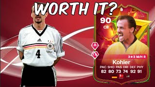 90 Jurgen Kohler Golazo Hero Player Analysis  EA FC 24 Ultimate Team [upl. by Enneillij316]