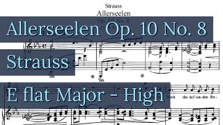 Allerseelen Piano Accompaniment Strauss Karaoke Op 10 No 8 E flat High Voice [upl. by Nnaeilsel958]