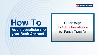 Add a beneficiary to your Bank Account  HDFC Bank [upl. by Tilla]