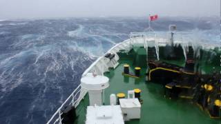 Travel  Trip 100  Antarctic Expedition  Drake Passage Storm Huge wave hits ship at 1 min 5 secs [upl. by Eetnahs950]