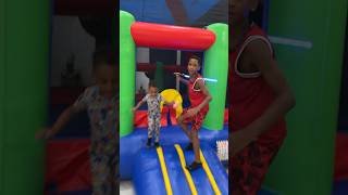 Dad gets mad and makes kids get out bounce house shorts [upl. by Ahcatan]