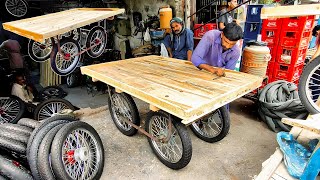 Amazing Process Of Making Wooden Hand Cart  Hand Cart Making Process [upl. by Washburn520]