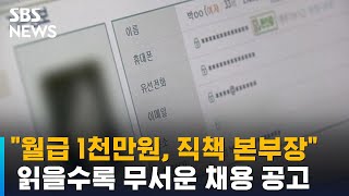 quot월급 1천만원 직책 본부장quot 읽을수록 무서운 채용 공고  SBS  오클릭 [upl. by Leira582]