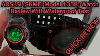 AOSLSI SKMEI Model 1358 Watch With Altimeter Barometer Thermometer Review With Waterproof Test [upl. by Lynn]