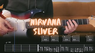 Sliver Nirvana Cover  Guitar Tab  Lesson  Tutorial [upl. by Aissat141]