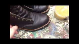 Taking Care Of Leather Boots Using Montana Pitch Blend On My Chippewas [upl. by Nnairrek503]