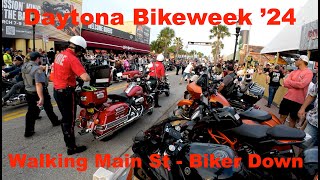 Bike Week Daytona Beach 2024 Walking Main Street [upl. by Oznole]