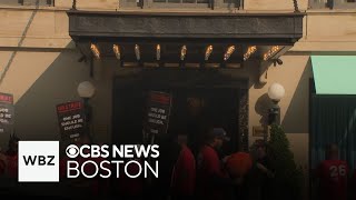 Boston hotel workers hold 3day strike calling for better wages and pensions [upl. by Cleve618]