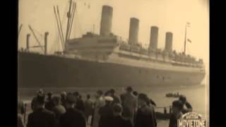 RMS Aquitania arrives at Southampton 1935  footage [upl. by Dub]