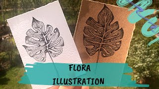 DEVE TABANI PHILODENDRON ÇİZİMİ  FLORA ILLUSTRATION  FLOWERILLUSTRATION [upl. by Almeria]