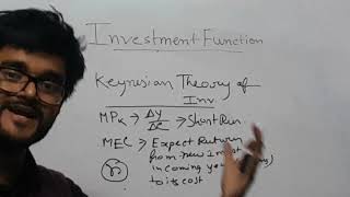 INVESTMENT FUNCTION KEYNESIAN THEORY FULL ANALYSIS ECONOMICS SHORT TRICKS amp TIPS 9836793076 [upl. by Llenart]