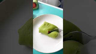 Matcha strawberry crepe wrap shorts crepe dessert recipe [upl. by Leelah675]