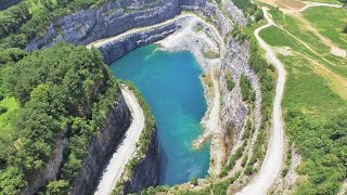 UAVDrone Views of Atlantas Bellwood Quarry Low Altitude at Noon on 071915 [upl. by Euqinad]