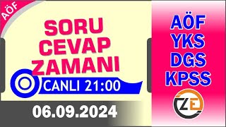 AÖF 06 09 2024  2100  Canlı Soru Cevap Zamanı  Açıköğretim DGS KPSS YKS [upl. by Ardnad]