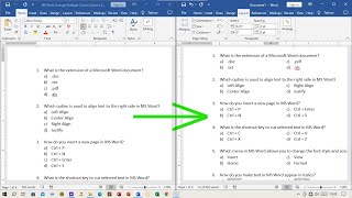 Efficient Formatting of Multiple Choice Question MCQ Options in Microsoft Word [upl. by Harbard]