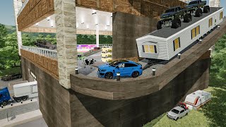 Camping dans un parking secret à 8 étages plein de véhicules marrants  FS 22 RolePlay [upl. by Wilonah]