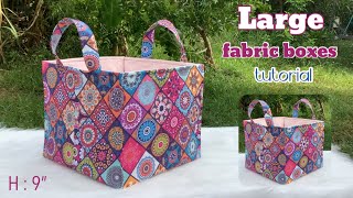 how to sew large fabric boxes tutorialsewing large fabric boxes diydiy large fabric boxes tutorial [upl. by Bradway]