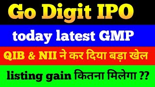 Go digit IPO latest GMP today 🔴 QIBNII subscription 🔴 listing gain kitna milega 🔴 Go digit IPO GMP [upl. by Gerk654]