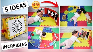 5 IDEAS DE ESTIMULACIÓN para BEBES de 0 a 6 meses🧩Juegos Sensoriales👦 DIY [upl. by Oirottiv620]