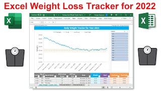 Excel Daily Weight Tracker App for 2022  Track Your Weight Loss  Set Weight Goals  Spreadsheet [upl. by Aselehc]