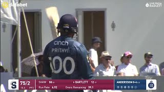 IPL 2021 Prithvi Shaws stunning six fours in an over sets up DCs sevenwicket win [upl. by Yaja]