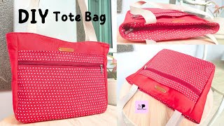 Tote Bag With Zipper Tutorial  Zippered Tote Bag Tutorial [upl. by Enyalb]