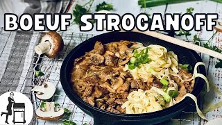 Boeuf Stroganoff im Dutch Oven  Original Rezept für den edlen Klassiker  Die Frau am Grill [upl. by Yenaffit]