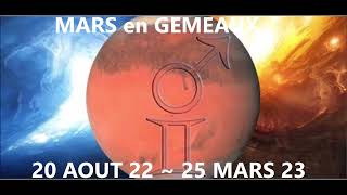 MARS ♂️ transite en GÉMEAUX ♊ août 2022 à mars 2023  INFLUENCES PAR SIGNES ✨ [upl. by Demaggio39]