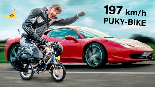 200kmh Kinderfahrrad vs Ferrari [upl. by Lorant]