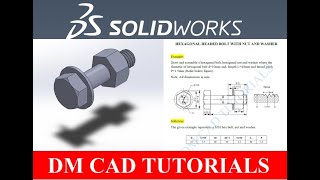 Solidworks Tutorial 1 Hexagonal headed bolt with nut and washer [upl. by Valerie287]