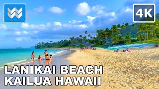 4K Lanikai Beach in Kailua Hawaii USA  Scenic Walking Tour amp Travel Guide 🎧 Relaxing Ocean Waves [upl. by Woodhead538]