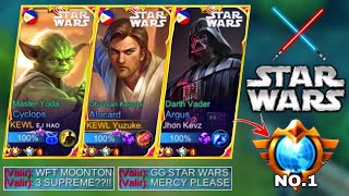 3 SUPREME PLAYERS  STAR WARS SKIN    THE MOST EXPENSIVE SKIN IN MLBB 💎 ENEMY SHOCKED😱 [upl. by Ainomar]