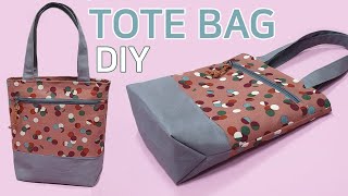 DIY tote bagZipper pocket tote bag토트백 만들기쉬운 바느질Easy sewing Sie eine Einkaufstasche [upl. by Phail990]