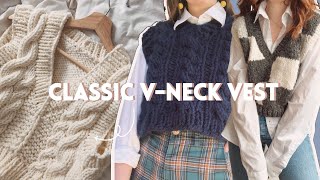 Knit a Classic VNeck Vest  StepbyStep DIY Knitting Pattern [upl. by Ulyram532]