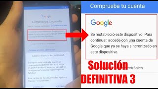 Se restableció este dispositivo Para continuar acceda con una cuenta de google  SOLUCION 3 [upl. by Horten]