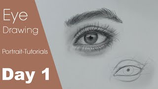 Portrait Drawing for Beginners  DAY 1  Eye Drawing Techniques sketchbookbyabhishek [upl. by Havens]