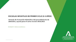 Formación Escuelas Infantiles 03 años Bloque 4 Datos económicos [upl. by Adnauqaj]