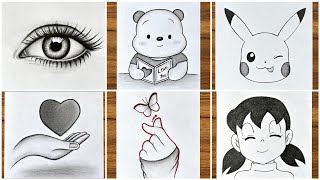 6 Easy drawing ideas that anyone can do  Easy drawings step by step  Pencil sketch drawing [upl. by Nij]