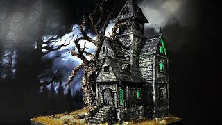 The hauntingly mesmerizing CREEPY HOUSE diorama using cardboard and air clay [upl. by Ainesy]