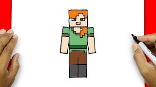 How To Draw Minecraft Alex Easy  Minecraft Drawing [upl. by Iek]