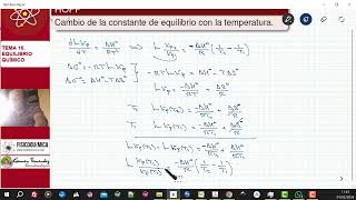 TEMA 16 EQUILIBRIO QUÍMICO  169 ECUACIÓN DE VANT HOFF [upl. by Jed]