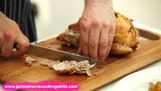 How to carve a chicken  Jamie Olivers Home Cooking Skills [upl. by Boiney]