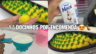 MEUS 1 º DOCINHOS POR ENCOMENDA 😍 BRIGADEIRO DE NINHO TEMA TROPICAL DE ABACAXI 🍍 [upl. by Ignacius]