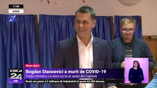 Bogdan Stanoevici a murit după ce a fost infectat cu COVID19  Digi24 [upl. by Adiasteb223]