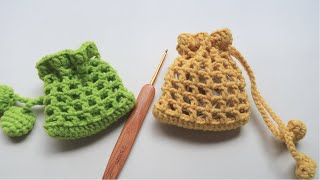 Crochet net earphone pouch bag  Crochet tutorial [upl. by Akibma]