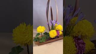 Ikebana Arrangement Phormium Sundowner Yellow Chrysanthemum Africanus and Hydrangeas [upl. by Savanna44]